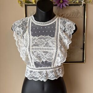 White lace crop top